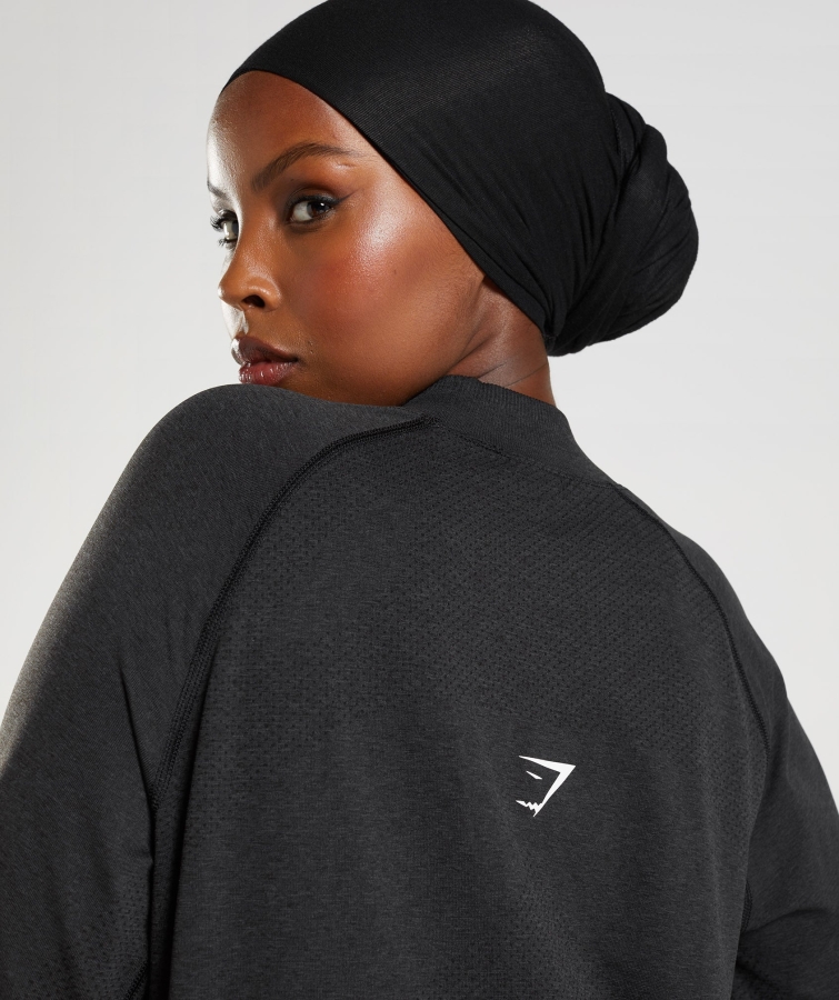 Gymshark Hayati Kesintisiz Uzun çizgi Top Siyah Marn