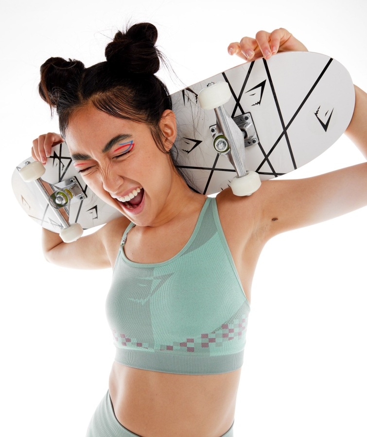 Gymshark Wtflex Cyborg Dikişsiz Spor Sutyeni Maya Mavi-pembe-turbo Mavi