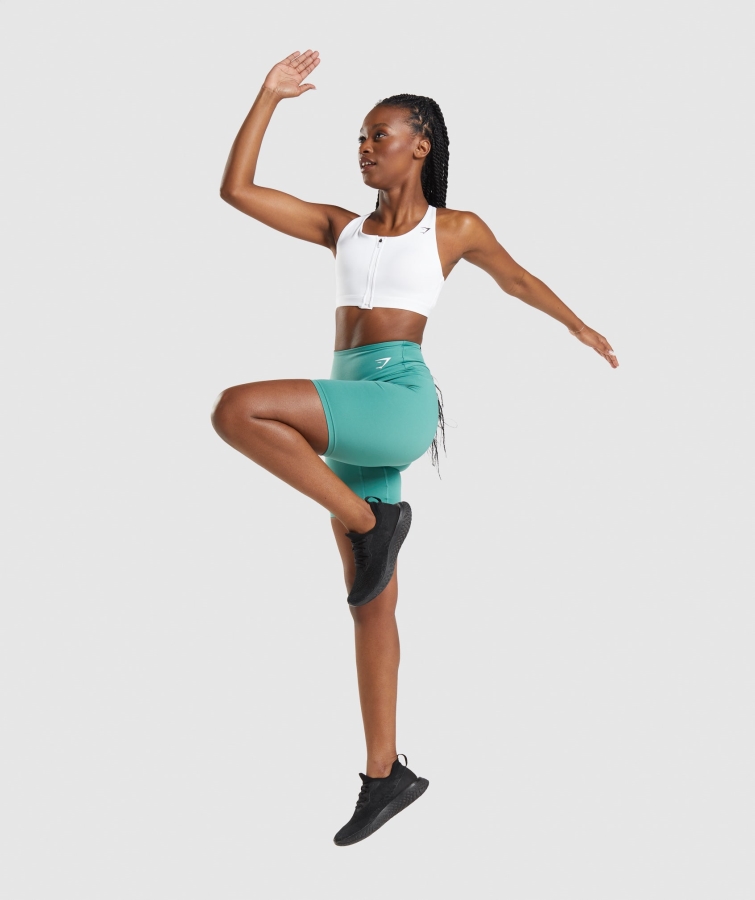 Gymshark Fermuarlı Spor Sutyeni Beyaz